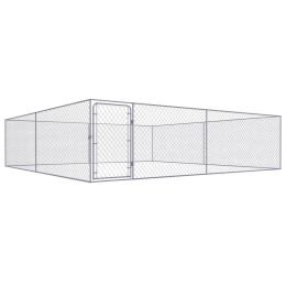 vidaXL Outdoor Dog Kennel Galvanized Steel 13.1'x13.1'x3.3'