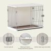 34" Length Elegant Wooden Structure White Dog Cage Crate;  End Table with movable salver;  Decorative Dog House Cage Indoor Use;  Furniture style;  wi