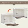 34" Length Elegant Wooden Structure White Dog Cage Crate;  End Table with movable salver;  Decorative Dog House Cage Indoor Use;  Furniture style;  wi