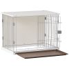 34" Length Elegant Wooden Structure White Dog Cage Crate;  End Table with movable salver;  Decorative Dog House Cage Indoor Use;  Furniture style;  wi