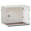 34" Length Elegant Wooden Structure White Dog Cage Crate;  End Table with movable salver;  Decorative Dog House Cage Indoor Use;  Furniture style;  wi