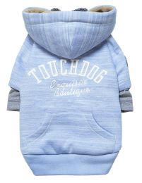 Touchdog Hampton Beach Designer Ultra Soft Sand-Blasted Cotton Pet Dog Hoodie Sweater (Color: Blue, size: X-Small)
