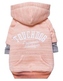 Touchdog Hampton Beach Designer Ultra Soft Sand-Blasted Cotton Pet Dog Hoodie Sweater (Color: pink, size: medium)