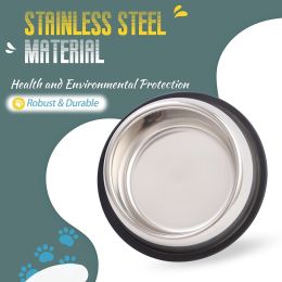 Beveled Dogs Bowl Stainless Steel Removable Rubber Ring Non-Slip Bottom Pet Feeder Bowl Water Dish For Dog Cat (size: Small (1.5Cup))