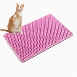 Indoor And Outdoor Easy Clean Double Layer Mats Cat Litter Mat (Color: pink, Material: EVA)
